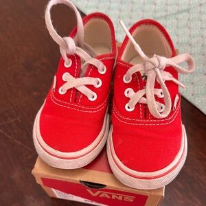 Vans Red Canvas Sneakers with Waffle Sole